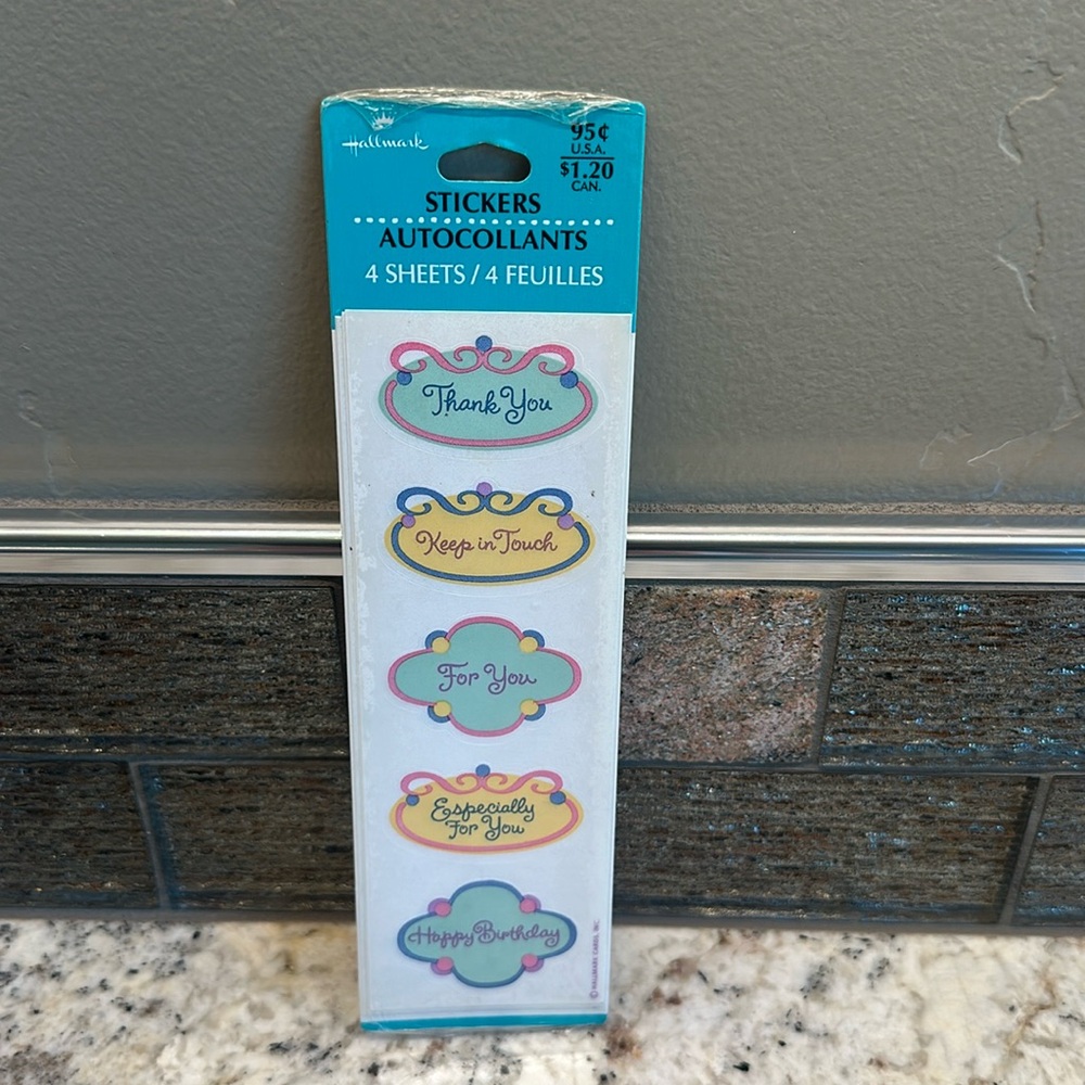 Vintage Hallmark Stickers 4 Sheets Thank You, Keep In Touch, For You…sealed